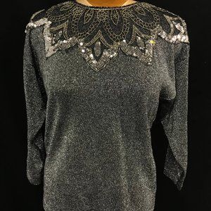 Larisa Metallic Top with Sequin Detailing